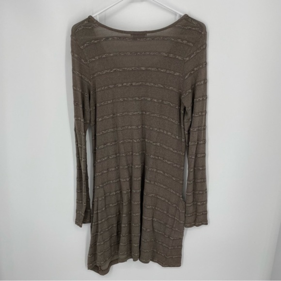 Allen Allen Women's‎ S Small Brown Khaki Striped Long Sleeve Knit Dress Pockets - Picture 3 of 6